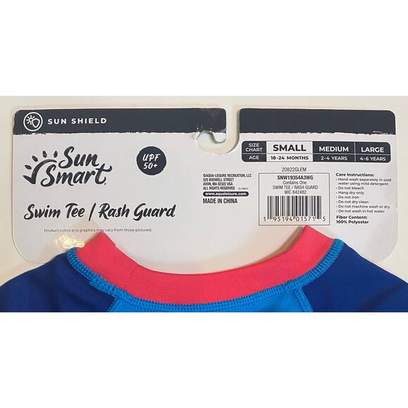 2pr. New Boys & Girls Swim Tee Rash Guard Lobster Theme Sm. 18-24 Months SPF 50+ - Picture 5 of 5